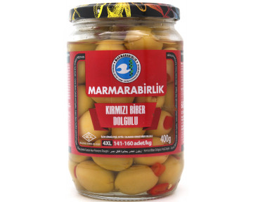 Оливки фаршированные с перцем MARMARABIRLIK Турция 400 гр 1 шт